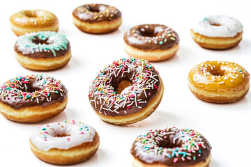 Canvas Print - Assortment of Glazed Donuts with Sprinkles