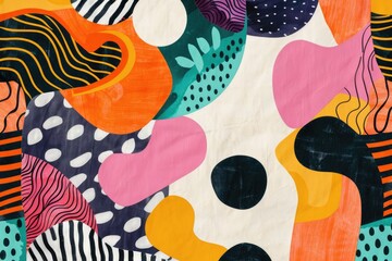 Vibrant abstract pattern with various shapes and colors