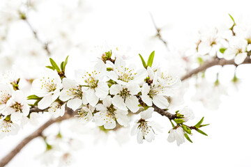 Wall Mural - Close-up of Delicate White Blossoms on a Branch