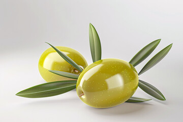 two olives with leaves