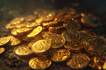 a pile of gold coins