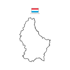 Wall Mural - luxembourg contour vector map with flag in color. Background map eps 10 Vector illustration Europe