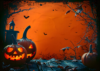 Wall Mural - Halloween element with border and background template