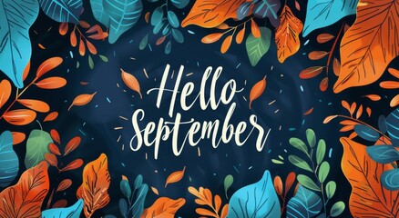 Canvas Print - Hello September Floral Illustration