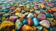 © daniel - Multi-colored stones along the shore of a lake