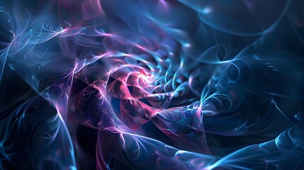 Wall Mural - Seamless fractal design with glowing lines in 3D