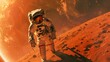 © daniel - Astronaut doing space walk during Mars exploration