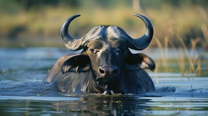 Canvas Print - African buffalo (Syncerus caffer) in water