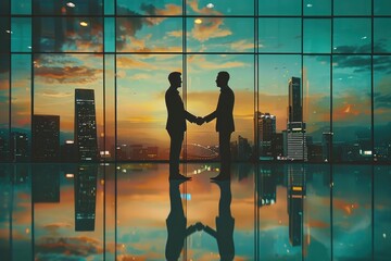 Wall Mural - Businessmen making handshake with partner, greeting, dealing, merger and acquisition, business cooperation concept, joint venture, copy space for business, finance and investment - generative ai