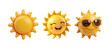 © Only Best PNG's - Summer Sun Set Collection: Happy Cartoon Sun, 3D Render of Sun with Sunglasses Character Close Up Illustration, Isolated on Transparent Background, PNG