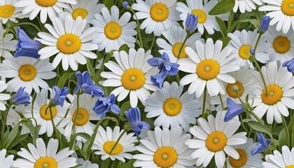 Poster - Watercolor Daisy and bluebell illustration