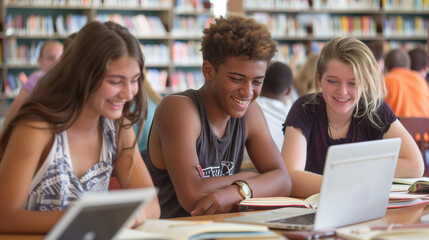 Poster - students in library