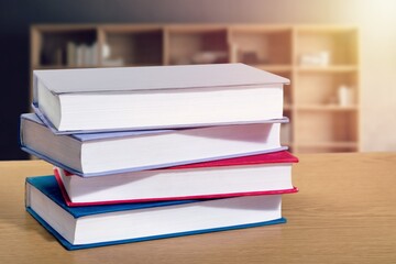 Wall Mural - stack of reading books at library background