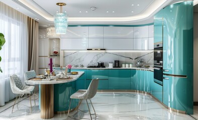 Wall Mural - modern kitchen in a luxury house. Interior design.