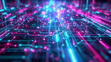 Poster - Techno music background, neon blue mixed with neon green : Generative AI