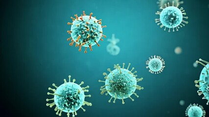 Leinwandbilder - Several viruses are depicted in a 3D rendering against a blue background.