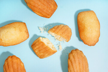 Poster - Tasty madeleines on blue background