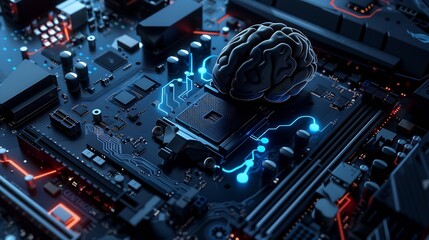 Poster - concept  The motherboard in the picture is Brain Technology RAM Gaming This motherboard has chipset and supports 12th Core processors Generate AI : Generative AI
