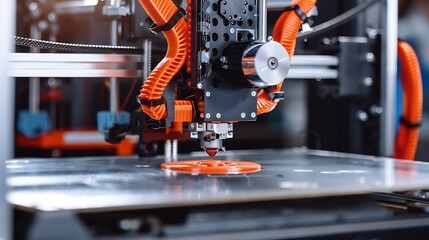 Poster - Electronic three dimensional plastic printer during work  3D  printing : Generative AI