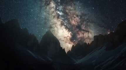 Milky Way Over Majestic Mountain Range