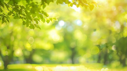 Poster - Nature background display over blur green tree garden Blur park nature outdoor bokeh light background in spring and summe : Generative AI