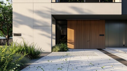 Poster - Modern building exterior Modern architecture facade Design exterior details : Generative AI