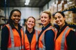 © CojanAI - Group portrait of diverse female warehouse workers smiling