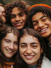 A group of young people standing together, possibly at an outdoor event or social gathering