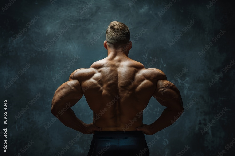 Muscular male bodybuilder flexing back Stock Photo | Adobe Stock