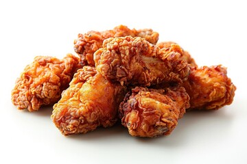 Wall Mural - Fried chicken on a white background, isolated in a close up.