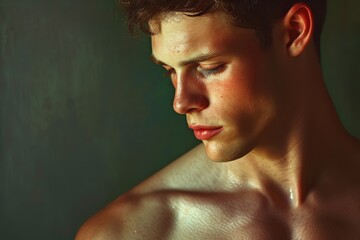 Poster - Sexy shirtless man portrait