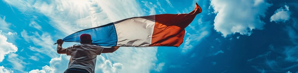 Poster - A person with a French flag