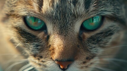 Wall Mural - Green eyed cat in a close up portrait