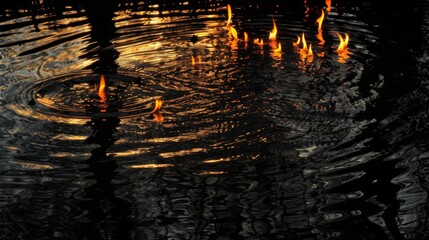 Wall Mural - Flames Reflecting on Water.
