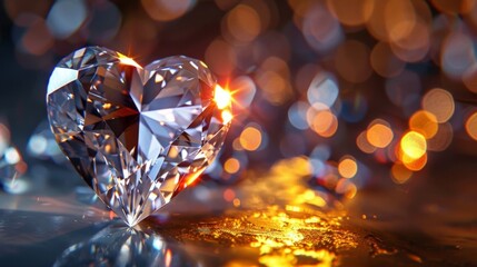 Wall Mural - Diamond Heart with Bokeh Lights.