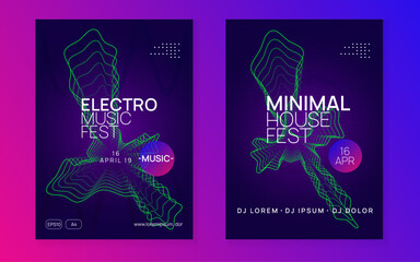 Wall Mural - Discotheque Event. Sound Magazine. Festival Cover. Blue Dj Banner. Music Concert Graphic. Pink Party Design. Electronic Disco Invitation. Green Discotheque Event