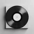 © Creative Laik - Black vinyl records on a gray background. 3d rendering mock up