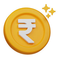 rupee coin 3d icon isolated on the transparent background