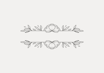 Wall Mural - isolated vintage flower line divider border for text frame