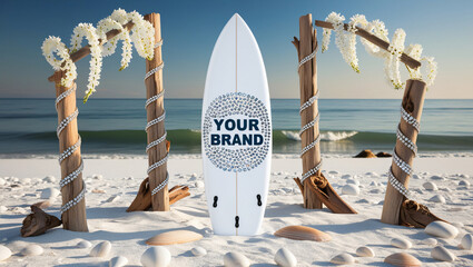 Wall Mural - surfboards on summer beach space for copy, background