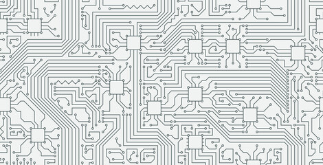 Seamless abstract technology motherboard illustration background.