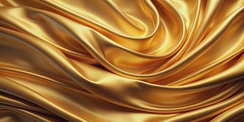 Wall Mural - Silky smooth golden fabric waves creating a luxurious texture, luxurious, silk, smooth, golden, fabric, waves, elegant, luxurious