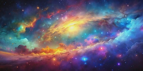 Wall Mural - vibrant galaxy with stars and colorful nebula clouds, galaxy, stars, space, vibrant, colorful, celes