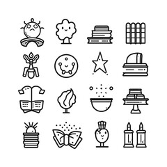 cute icon education set, white background