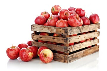 Wall Mural - fresh red apples in wooden crate