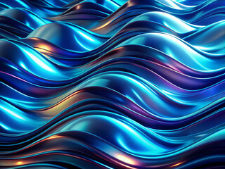 Wall Mural - abstract blue background, Blue black waves blurry depth art , Noise intensive Holographic blend blurred smooth transitions tone empty presentation design , futuristic minimal modern luxury premium uni