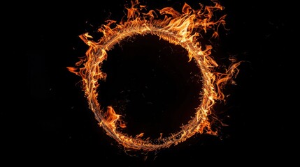 Wall Mural - Circle of fire isolated on black