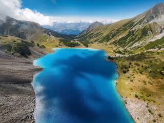 Wall Mural - landscape with a lake in mountains