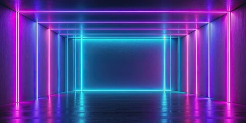 Wall Mural - Neon light rays background in blue and purple colors, speed, light, rays, neon, lines, blue, purple, background, effect