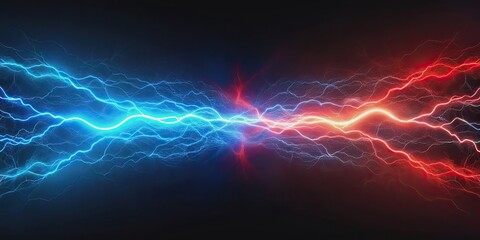 Wall Mural - Blue and red electricity isolated on background, electricity, energy, power, electric, technology, vibrant, colorful